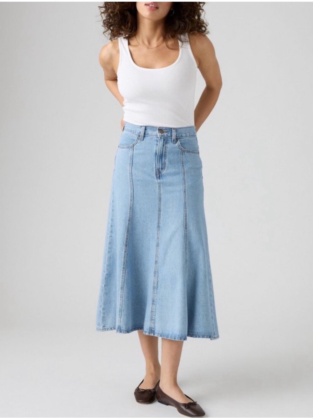 Levi's Light Blue Denim Fit and Flare Skirt. Size 31. NWT